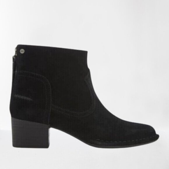 UGG Women's Bandara Velvety Suede Heeled Ankle Boots-Black Size 9 NWT - Picture 1 of 3